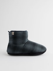 Navy Borg Lined Checked Boot Slippers - Image 3 of 6