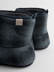 Navy Borg Lined Checked Boot Slippers - Image 5 of 6