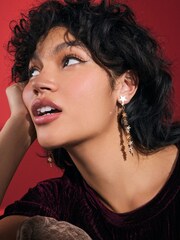 Gold Tone Christmas Star Drop Earrings Made With Recycled Brass and Zinc - Image 2 of 5