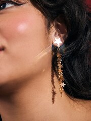 Gold Tone Christmas Star Drop Earrings Made With Recycled Brass and Zinc - Image 3 of 5
