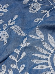 White Stuff Blue Isla Embroidered Denim Dress - Image 7 of 7