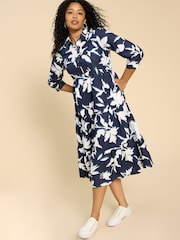 White Stuff Blue Mayra Tiered Shirt Dress - Image 1 of 7