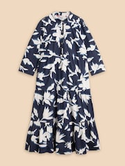 White Stuff Blue Mayra Tiered Shirt Dress - Image 5 of 7