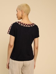 White Stuff Black Embroidered Neva Top - Image 2 of 7