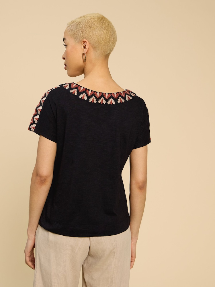White Stuff Black Embroidered Neva Top - Image 2 of 7