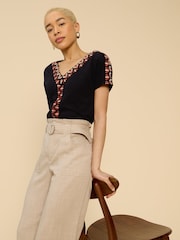 White Stuff Black Embroidered Neva Top - Image 3 of 7