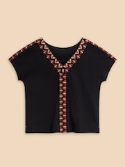 White Stuff Black Embroidered Neva Top - Image 5 of 7