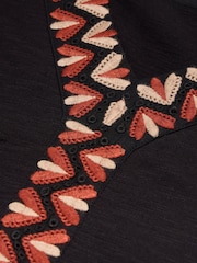White Stuff Black Embroidered Neva Top - Image 7 of 7