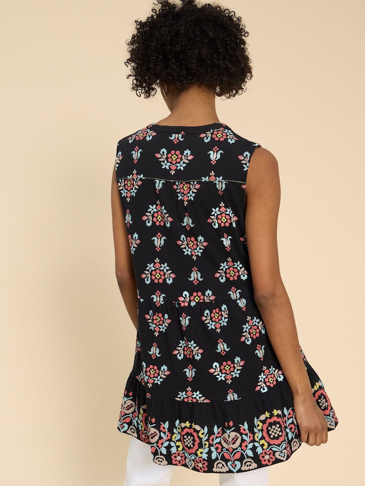 White Stuff Black Sleeveless Macie 100% Cotton Tunic - Image 2 of 3