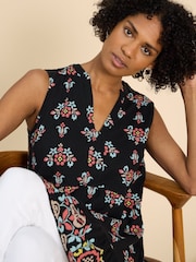 White Stuff Black Sleeveless Macie 100% Cotton Tunic - Image 3 of 3