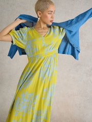 White Stuff Yellow Salma EcoVero™ Midi Dress - Image 3 of 7
