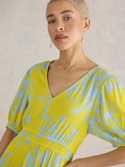 White Stuff Yellow Salma EcoVero™ Midi Dress - Image 4 of 7