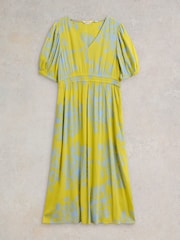 White Stuff Yellow Salma EcoVero™ Midi Dress - Image 6 of 7