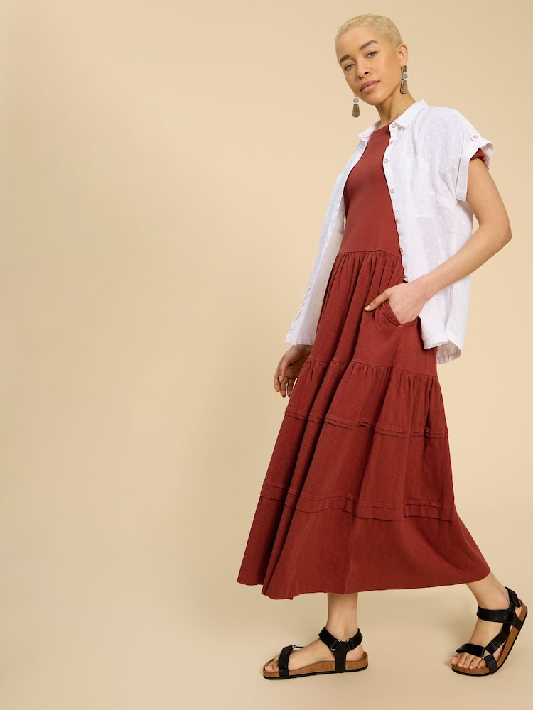 White Stuff 100% Cotton Vera Jersey Midi Dress - Bild 1 von 7
