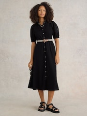 White Stuff Black Broderie Rua Shirt Dress - Image 1 of 7