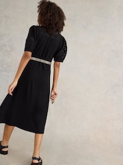 White Stuff Black Broderie Rua Shirt Dress - Image 2 of 7
