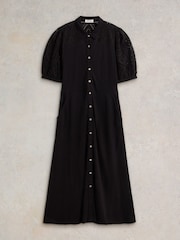 White Stuff Black Broderie Rua Shirt Dress - Image 5 of 7