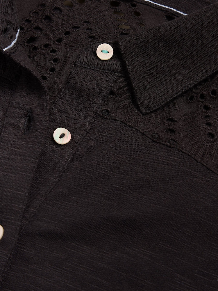 White Stuff Black Broderie Rua Shirt Dress - Image 7 of 7