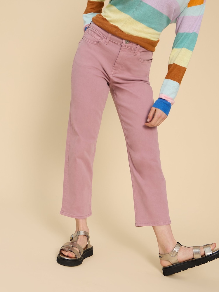 White Stuff Pink Blake Straight Crop Jeans - Image 1 of 7