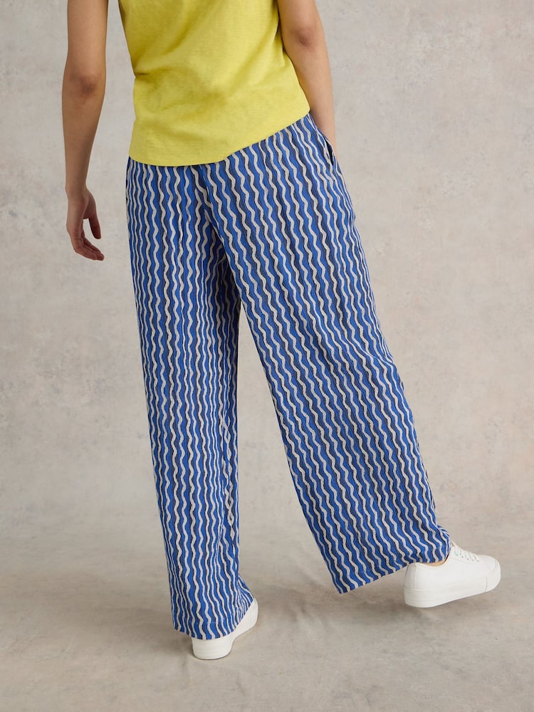 White Stuff Blue Belle Crinkle Wide Leg Trousers - Image 2 of 7