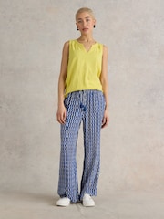 White Stuff Blue Belle Crinkle Wide Leg Trousers - Image 3 of 7