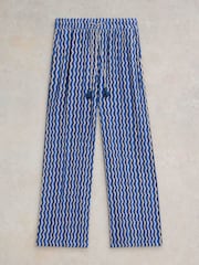 White Stuff Blue Belle Crinkle Wide Leg Trousers - Image 5 of 7