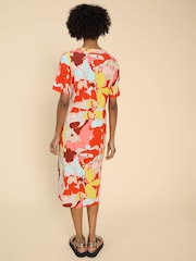 White Stuff Orange Jamie Linen Blend Dress - Image 2 of 7