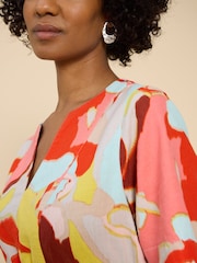 White Stuff Orange Jamie Linen Blend Dress - Image 4 of 7