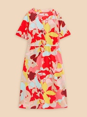 White Stuff Orange Jamie Linen Blend Dress - Image 6 of 7