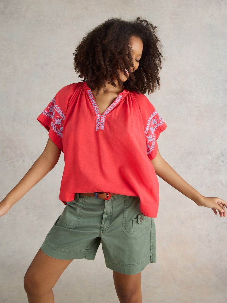 White Stuff Anna Cotton Embroidered Top - Bild 1 von 7