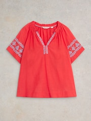 White Stuff Anna Cotton Embroidered Top - Bild 5 von 7