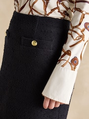 Joules Celeste Navy Bouclé A-Line Skirt - Image 4 of 7