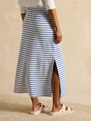 Joules Harbour Blue & White Stripe A-Line Cotton Jersey Skirt - Image 2 of 6