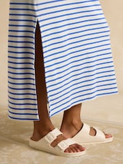 Joules Harbour Blue & White Stripe A-Line Cotton Jersey Skirt - Image 5 of 6