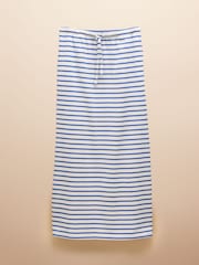 Joules Harbour Blue & White Stripe A-Line Cotton Jersey Skirt - Image 6 of 6