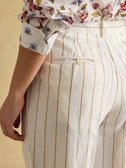 Joules Cream Stripe Linen-Cotton Trousers - Image 7 of 9