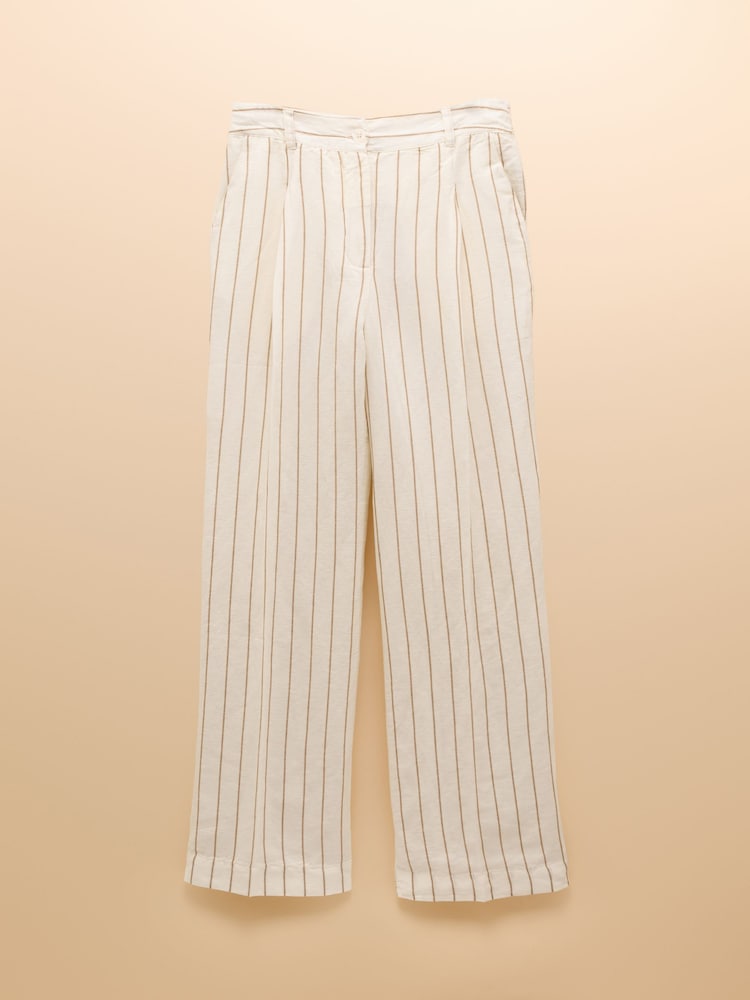 Joules Cream Stripe Linen-Cotton Trousers - Image 9 of 9