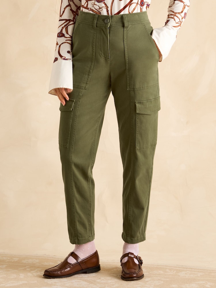 Joules Khaki Green Tapered Leg Cargo Trousers - Image 1 of 7