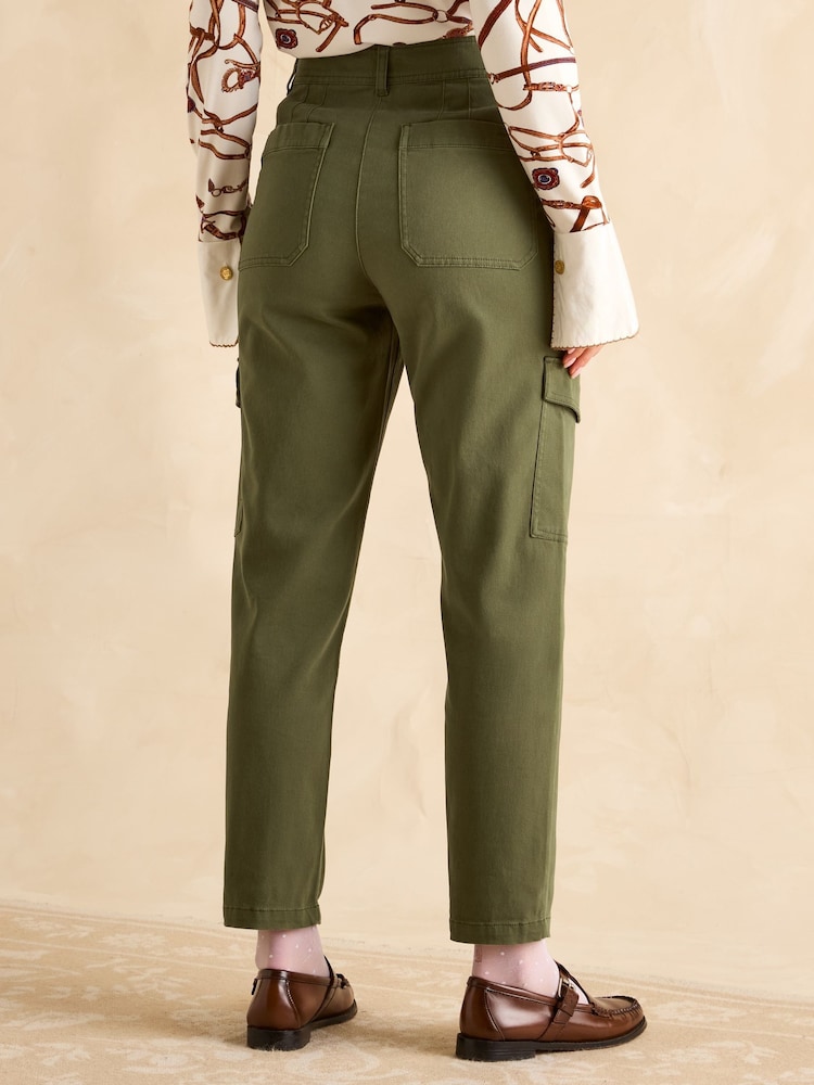 Joules Khaki Green Tapered Leg Cargo Trousers - Image 2 of 7