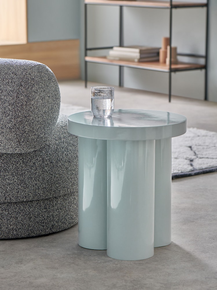 MADE.COM Light Blue Gloss Lacey Side Table - Image 1 of 3