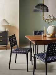 MADE.COM Set of 2 Navy Blue Woven Rik Dining Chairs - Image 1 of 3