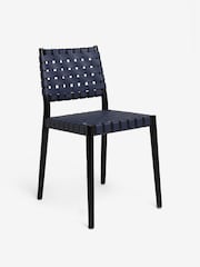 MADE.COM Set of 2 Navy Blue Woven Rik Dining Chairs - Image 4 of 5
