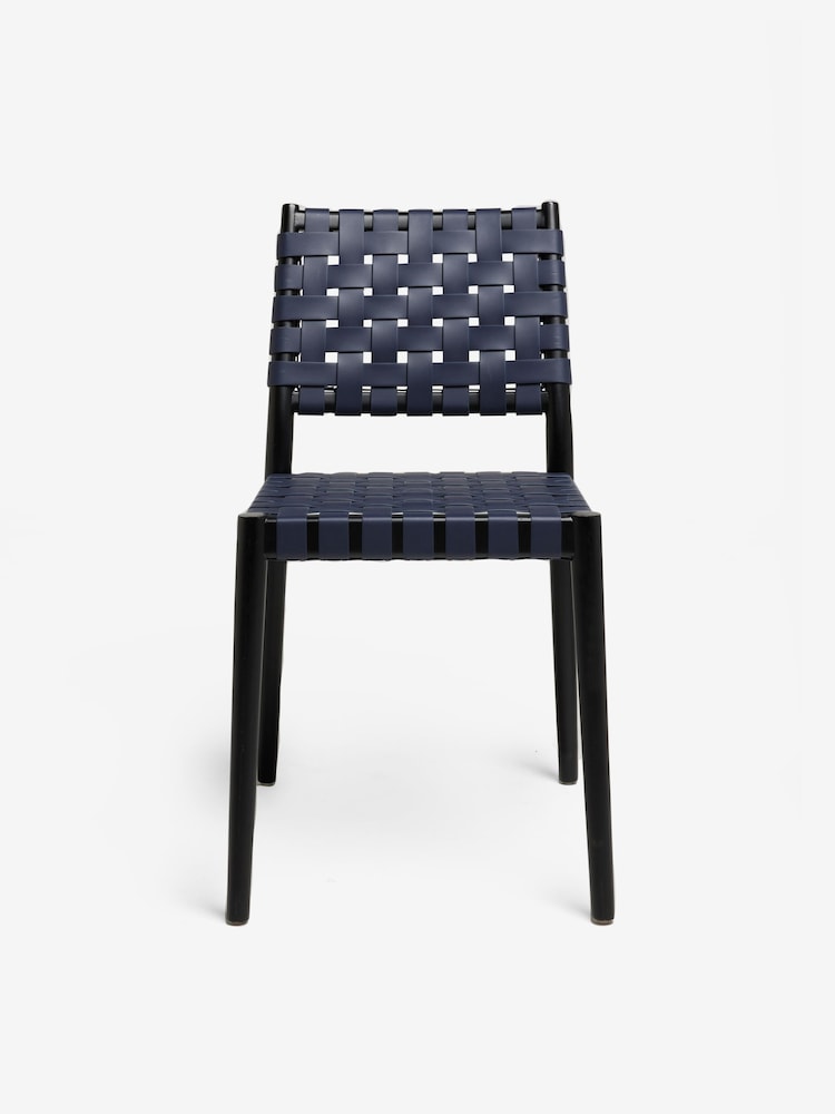 MADE.COM Set of 2 Navy Blue Woven Rik Dining Chairs - Image 5 of 5
