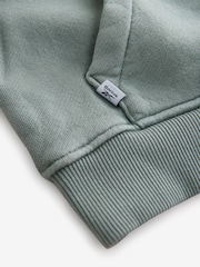 Reebok Girls Oversized Washed Khaki Green 100% Cotton Cropped Zip Through Hoodie - Image 12 of 12