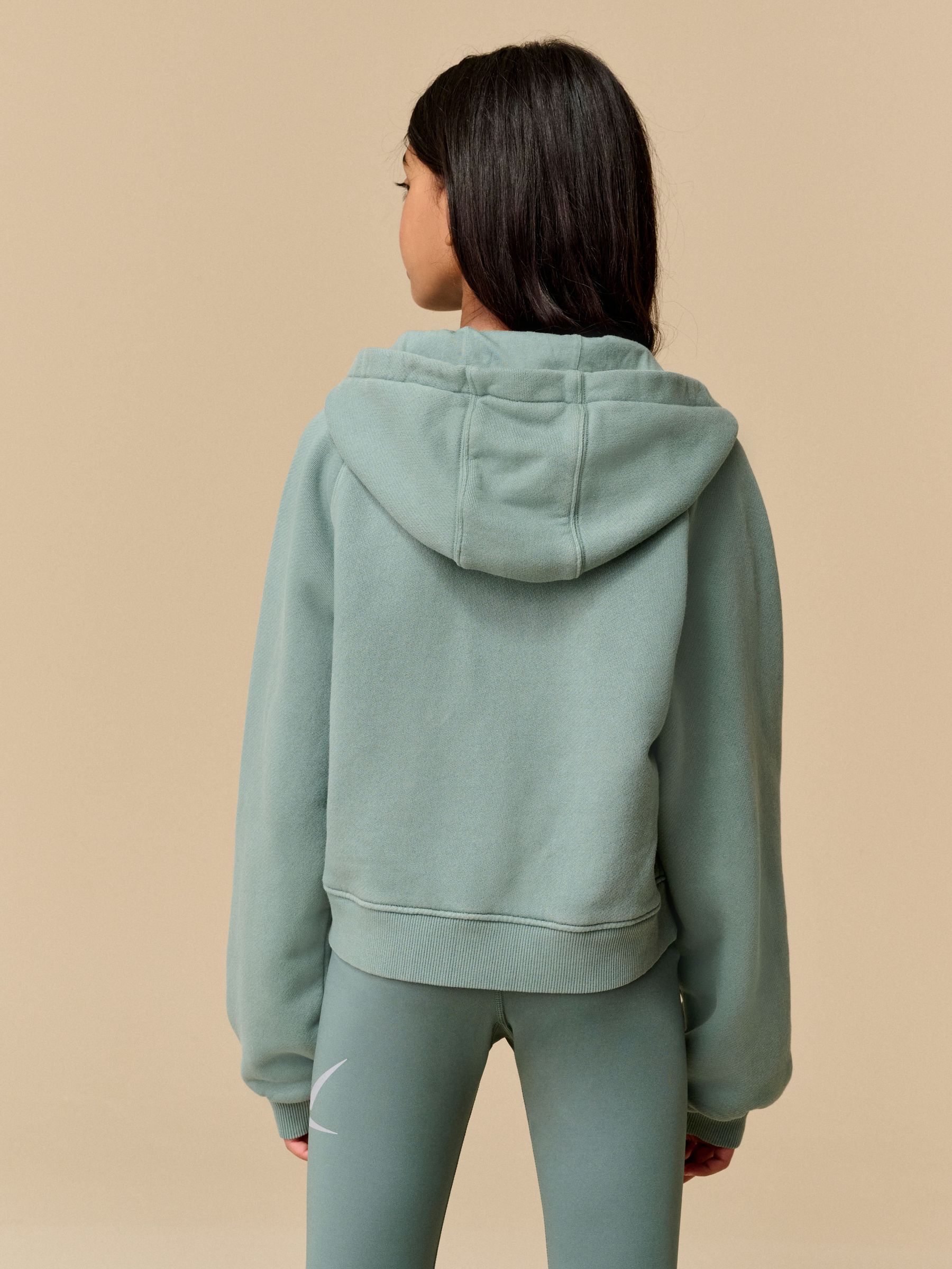 Buy Reebok Sage Oversized Cotton Cropped Zip Through Hoodie from