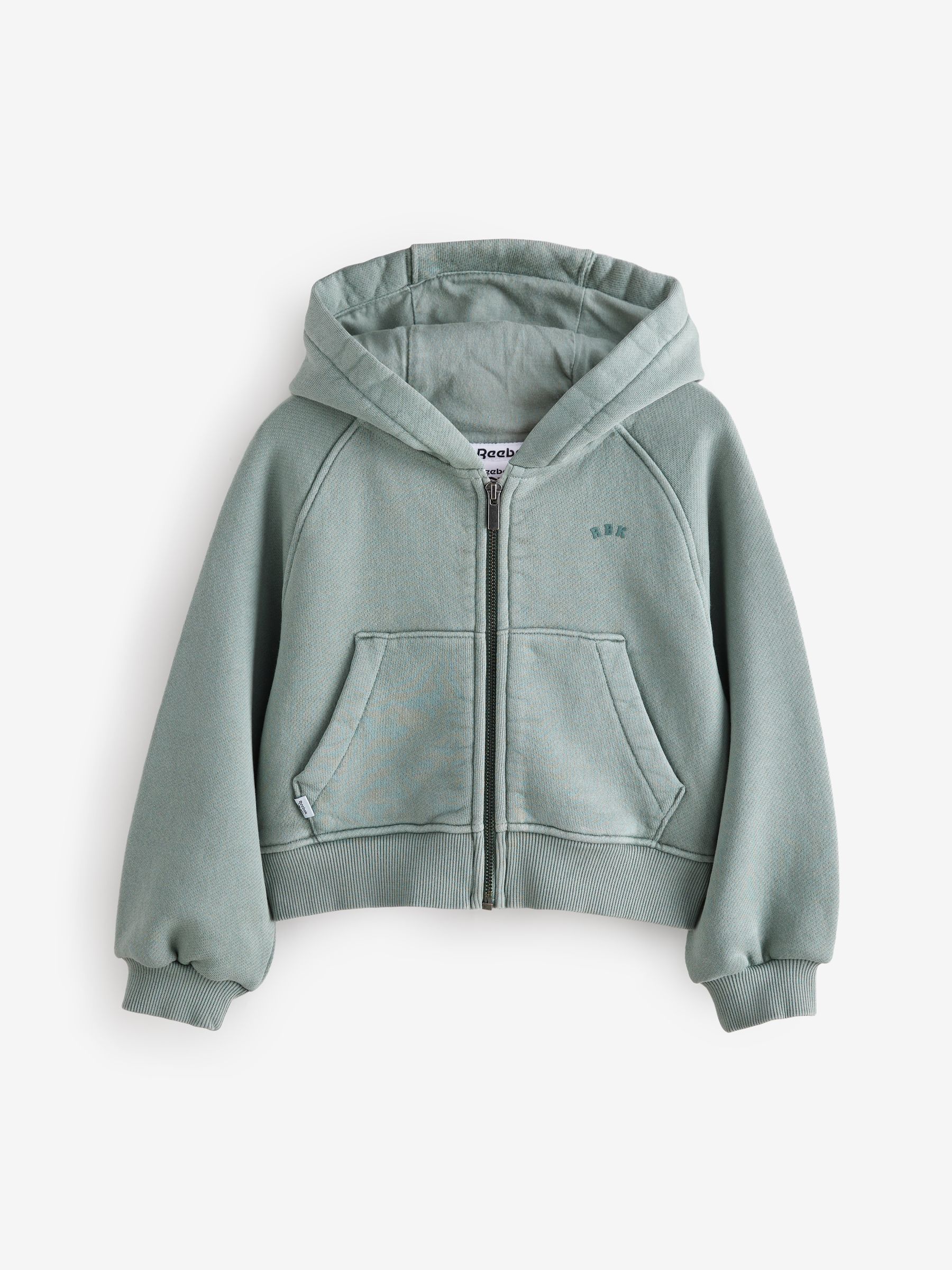 Buy Reebok Sage Oversized Cotton Cropped Zip Through Hoodie from
