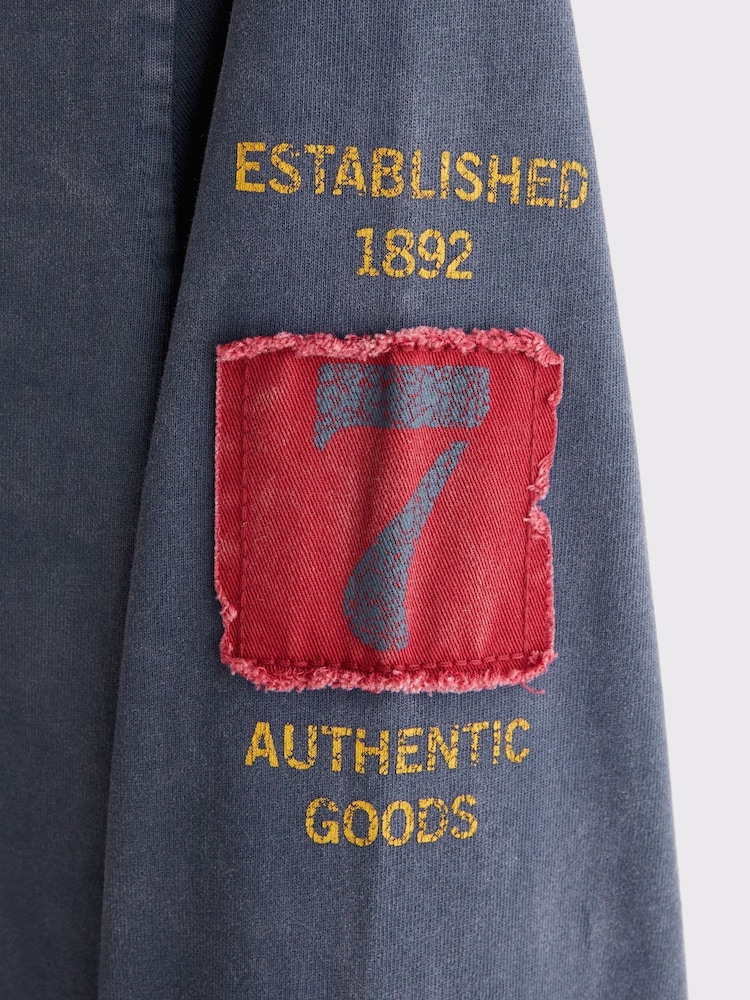 Abercrombie & Fitch Navy Long Sleeve Graphic T-Shirt - Image 2 of 2