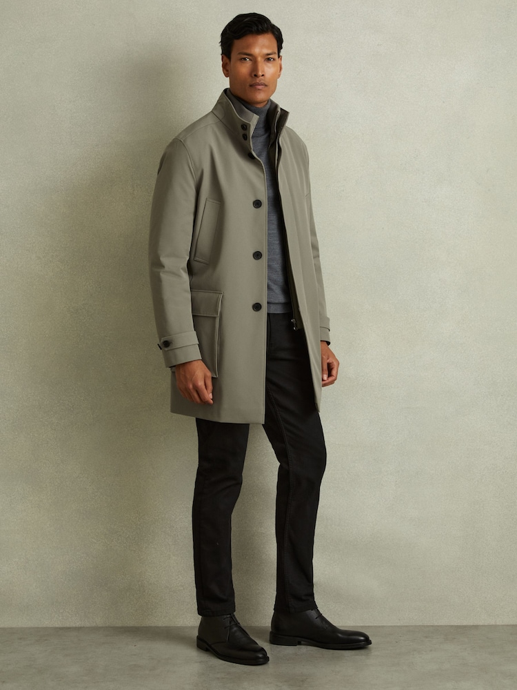 Reiss Player Hybrid Removable Funnel Neck Overcoat - Image 1 of 4