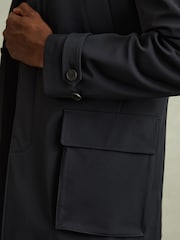 Reiss Navy Player Hybrid Removable Funnel Neck Overcoat - Image 3 of 5