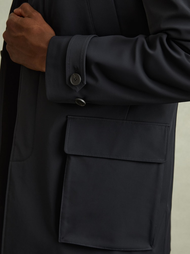 Reiss Navy Player Hybrid Removable Funnel Neck Overcoat - Image 3 of 5
